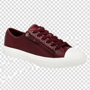 Coach Women's Size 11 Burgundy Empire Zipper Pebbled Leather Sneakers